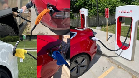 You Can Put A Wet Towel On A Tesla Supercharger Handle